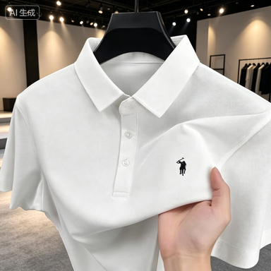 Golf Equipment Logo - เสื้อโปโลคลาสสิกสำหรับผู้ชาย – ผ้าฝ้ายผสมระบายอากาศได้ดี เสื้อยืดแขนสั้นลำลองสำหรับเล่นกอล์ฟ พร้อมโลโก้ปัก เสื้อสำหรับใส่ทำงานและใส่ในชีวิตประจำวัน
