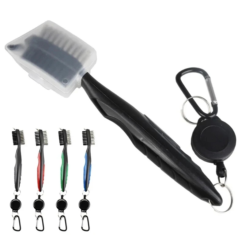 Golf Equipment Rental - แปรงทำความสะอาดร่องไม้กอล์ฟ 1/2/3 ชิ้น แบบยืดหดได้ ขนแปรงไนลอนสองด้าน พร้อมห่วงอลูมิเนียมสำหรับแขวน